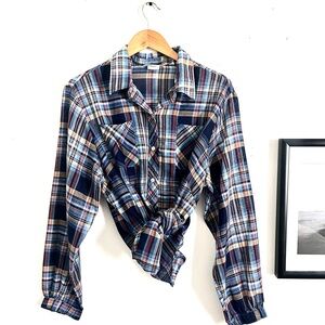 Vintage Sears Blue Multi-Tone Plaid Button-Down Shirt